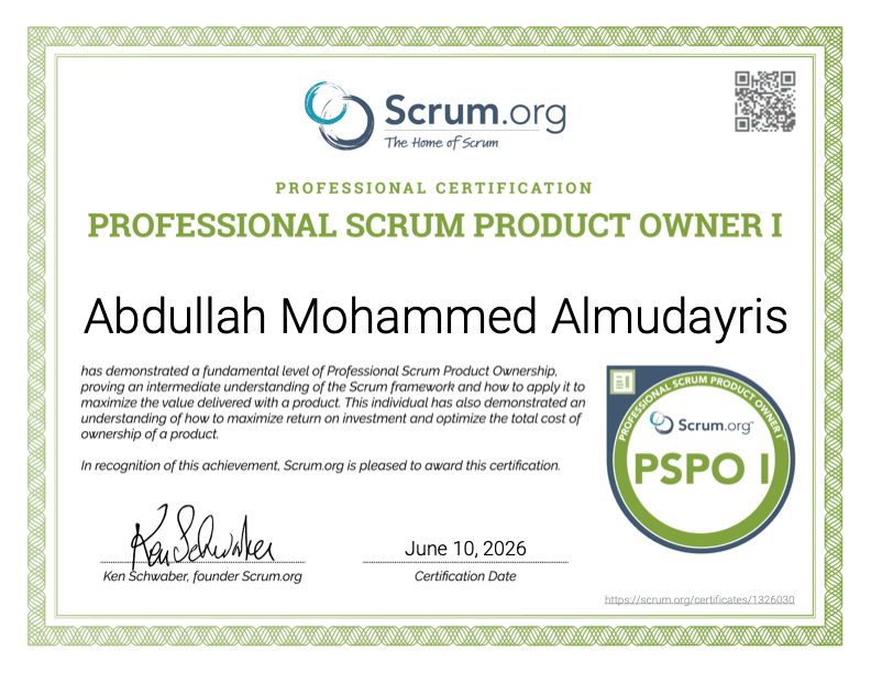 Professional Scrum Product Owner I (PSPO I)